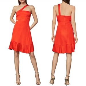BCBGMAXAZRIA Asymmetric Neck Cutout Swing Dress